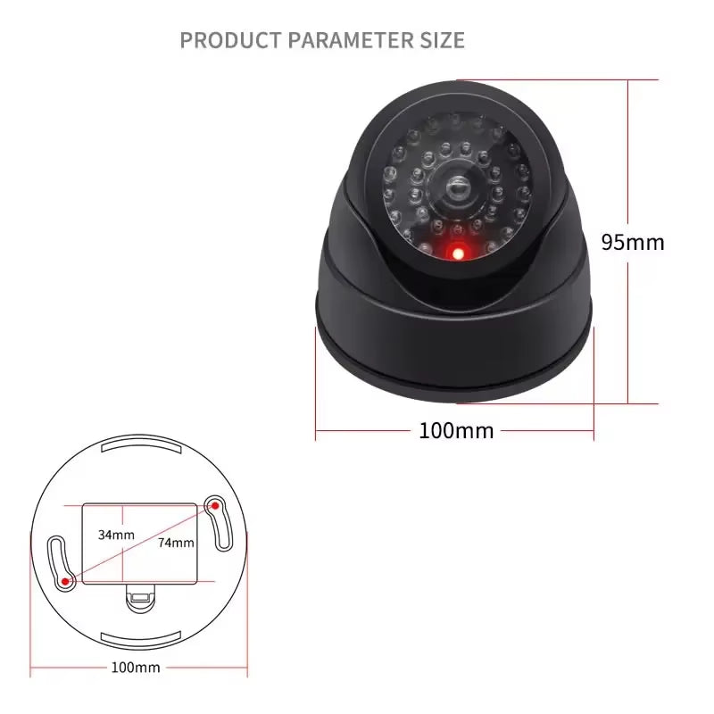 New Red Flashing LED Light Fake CCTV Security Camera for Home Office Surveillance Security System Black/White Dummy Conch Camera